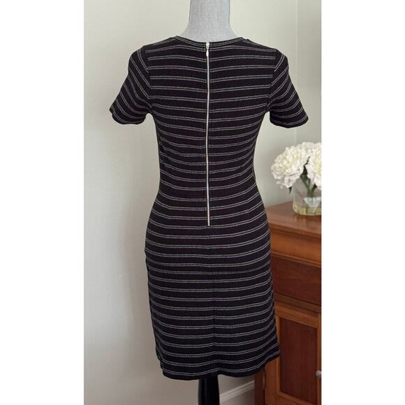 Madewell Black with White Stripes Upstage Midi Dress Size 2 - Picture 4 of 13